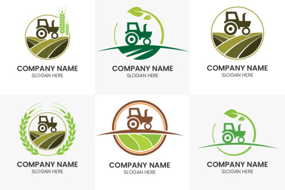 6 Vector Set of Tractor Logo, Farm Logo: Essential Design Assets