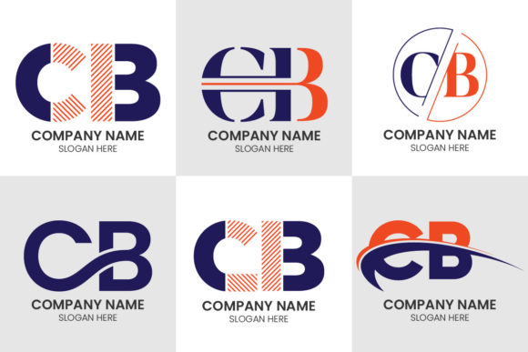 Creative Initial Letter C B Logo Set: Modern Typography