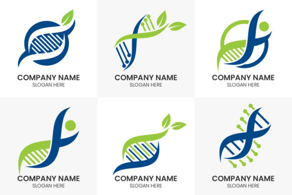 DNA Genetics Vector Logo Design Set: A Modern Design Asset