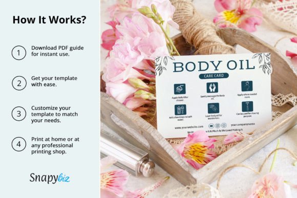 Editable Body Oil Care Card Canva Template for Small Businesses