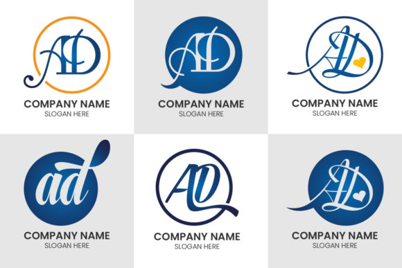 Elevate Your Brand with the Initial Monogram Letter AD Logo Set