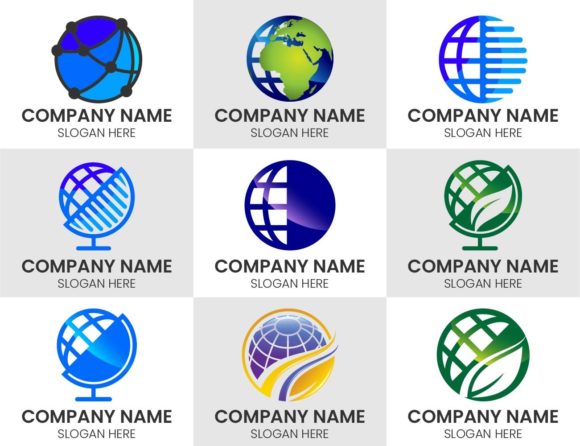 Explore the Globe Vector Logo Sign Symbol Set