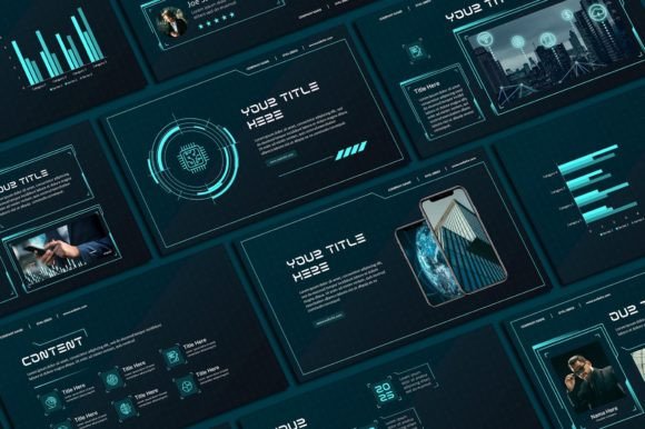 Hologram Technology PowerPoint Template: Futuristic Design for Impactful Presentations