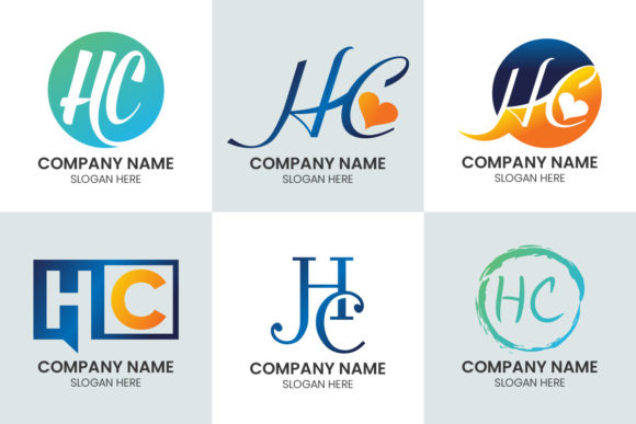 Initial Letter H C Logo Set: Modern Typography for Brand Identity